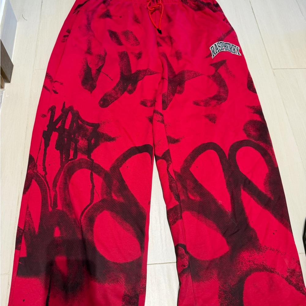 Red Graffiti Kids Pants